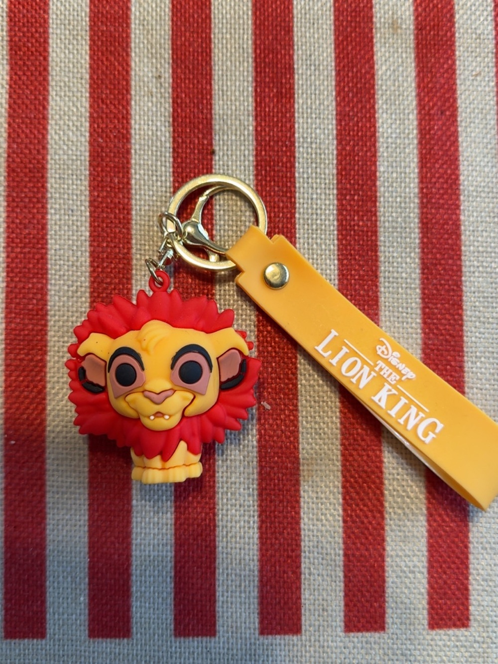 Disney Lion King Red & Yellow Simba Keychain with Yellow Strap